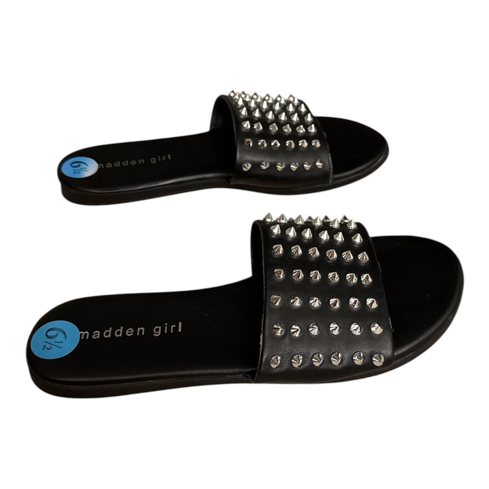 Madden Girl Black Studded Slide Sandals women size 6.5
